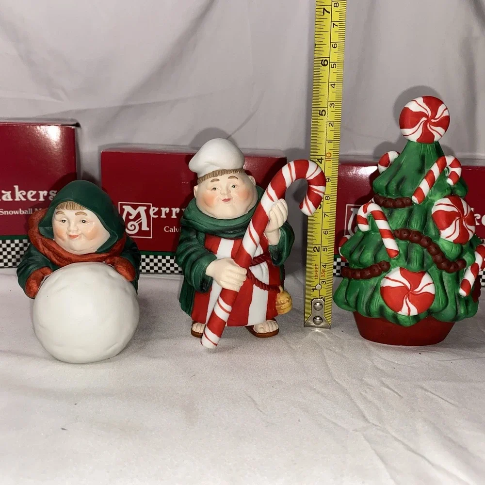 3 Dept 56 Merry‎ Makers. Snowball Maker Candy cane Striper And Peppermint Tree